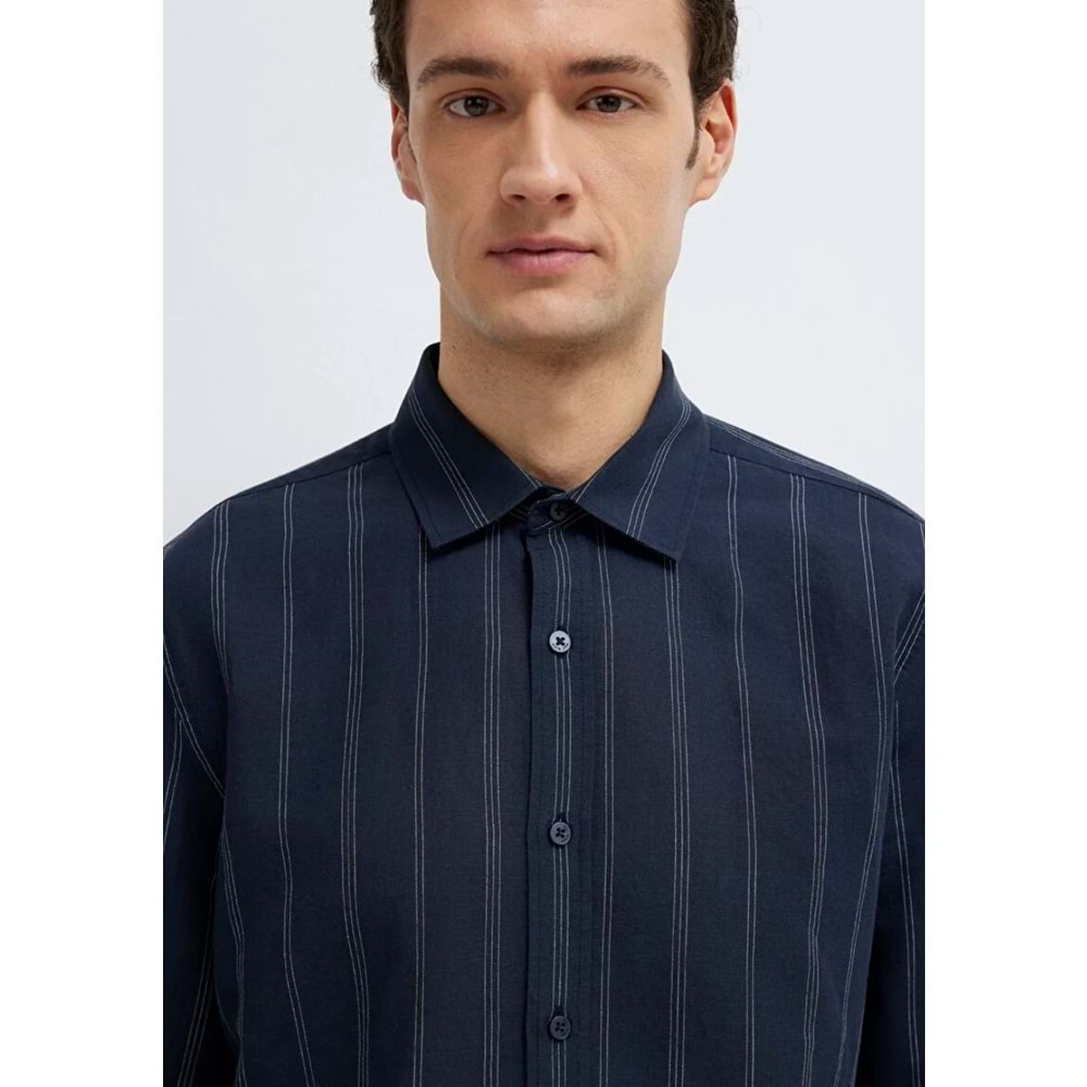 Mavi M0211979-91592 Keten Karışımlı Gömlek Regular Fit Erkek Gömlek