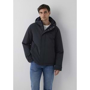 Mavi M0110833-91564 Mavi Nakış Logo Kapüşonlu Şişme Mont Erkek Mont