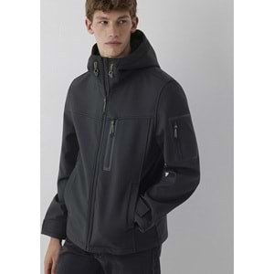 Mavi M0110848-71379 Mavi Su İtici Pro-Tech Water-Replent Kapüşonlu Spandex Erkek Mont