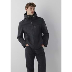 Mavi M0110848-71379 Mavi Su İtici Pro-Tech Water-Replent Kapüşonlu Spandex Erkek Mont