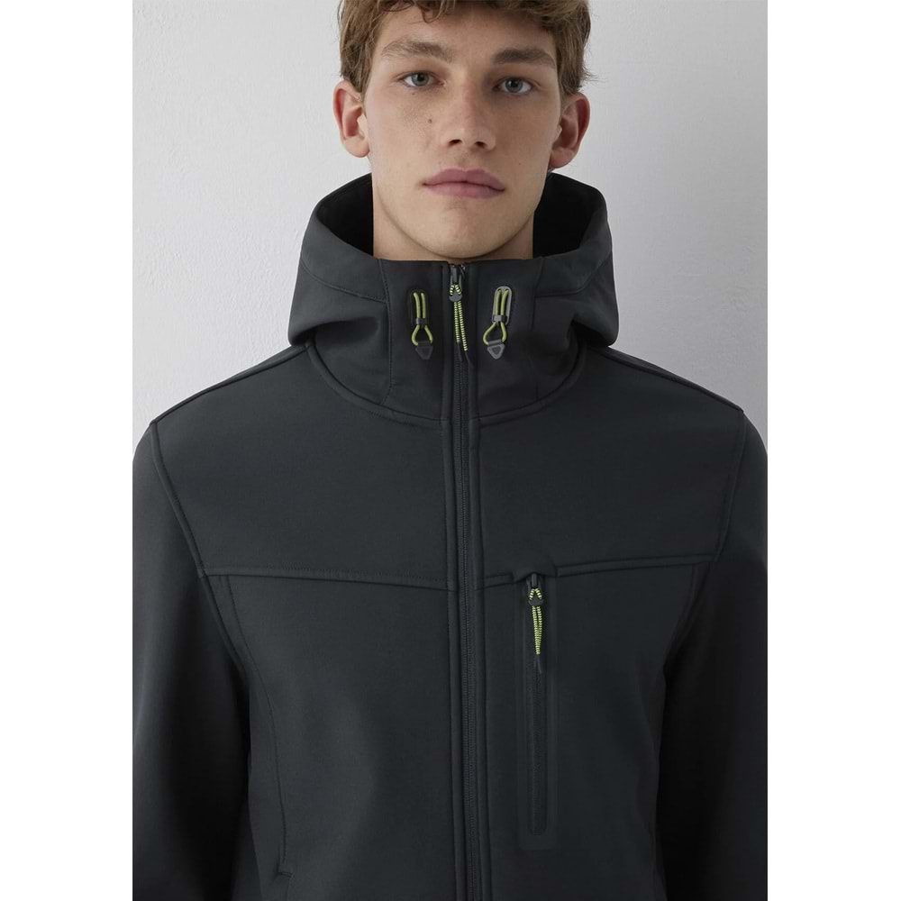 Mavi M0110848-71379 Mavi Su İtici Pro-Tech Water-Replent Kapüşonlu Spandex Erkek Mont