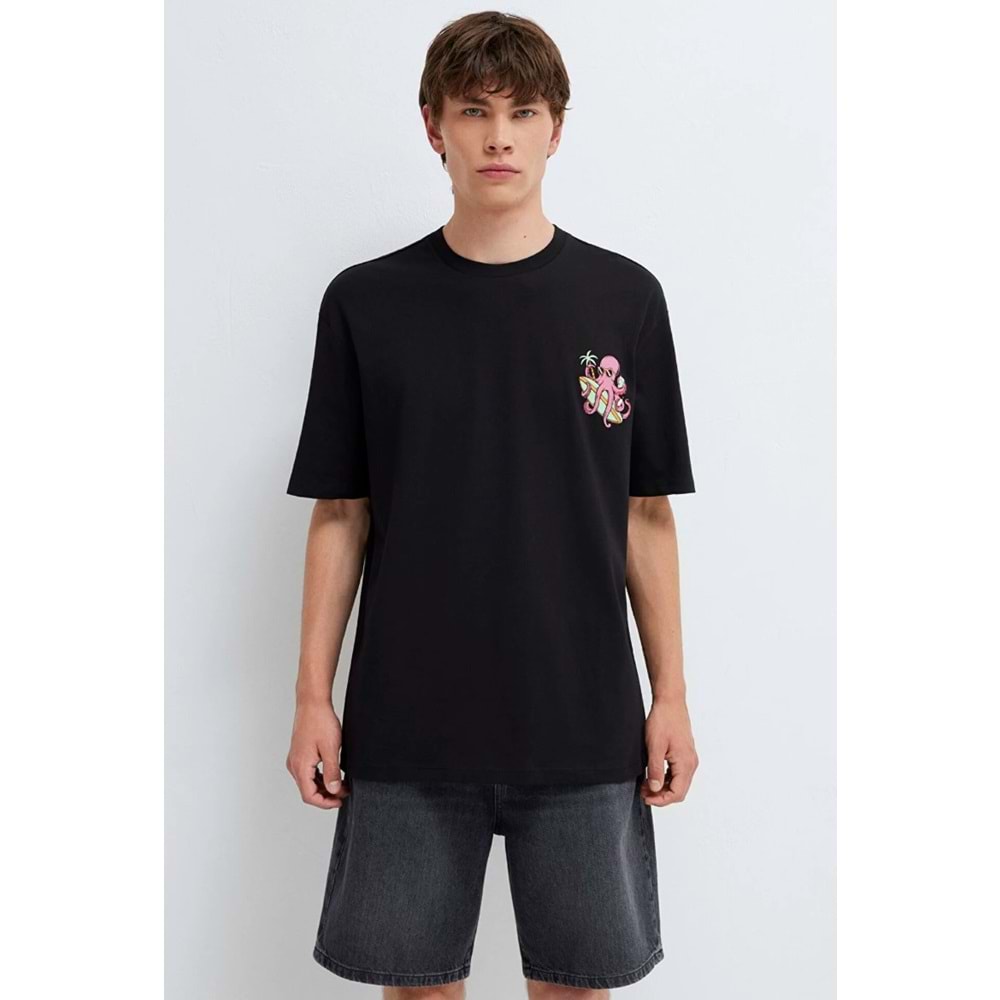 Mavi M0613385-900 Mavi Ahtapot Baskılı T-Shirt Erkek Tişort