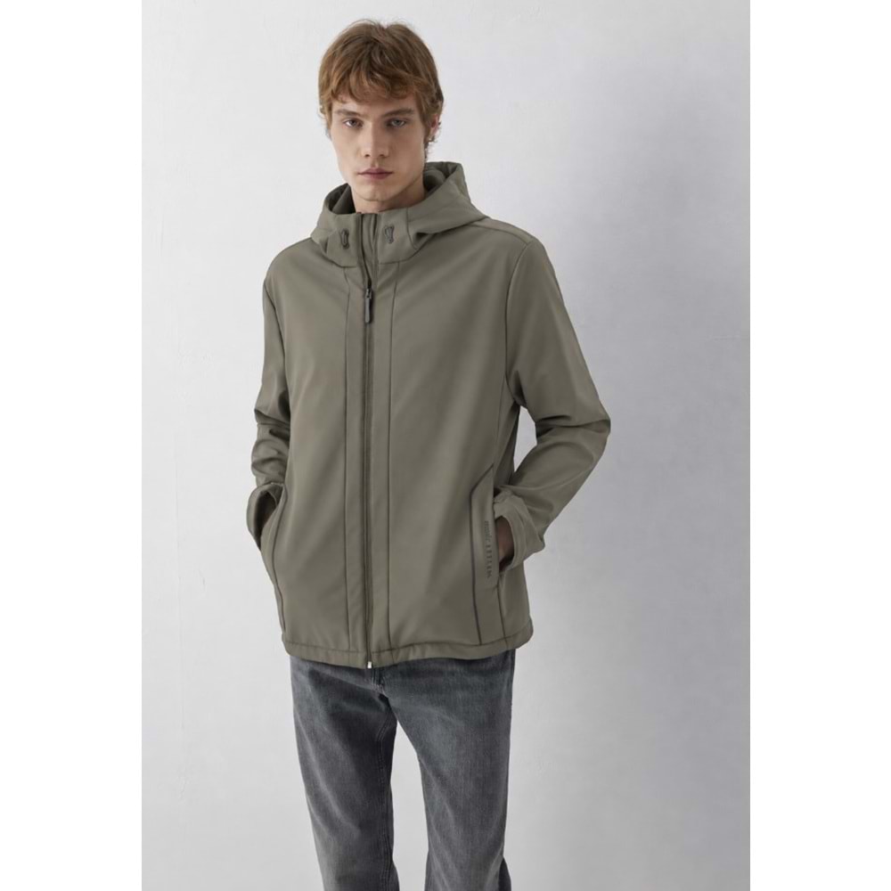 Mavi M0110852-70321 Mavi Su İtici Pro-Tech Water-Replent Kapüşonlu Spandex Erkek Mont
