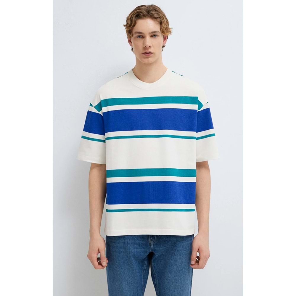 Mavi M0613331-70057 Basic Çizgili Tişört Loose Fit Tişört Erkek T-Shirt