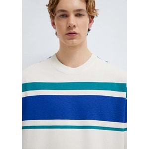 Mavi M0613331-70057 Basic Çizgili Tişört Loose Fit Tişört Erkek T-Shirt