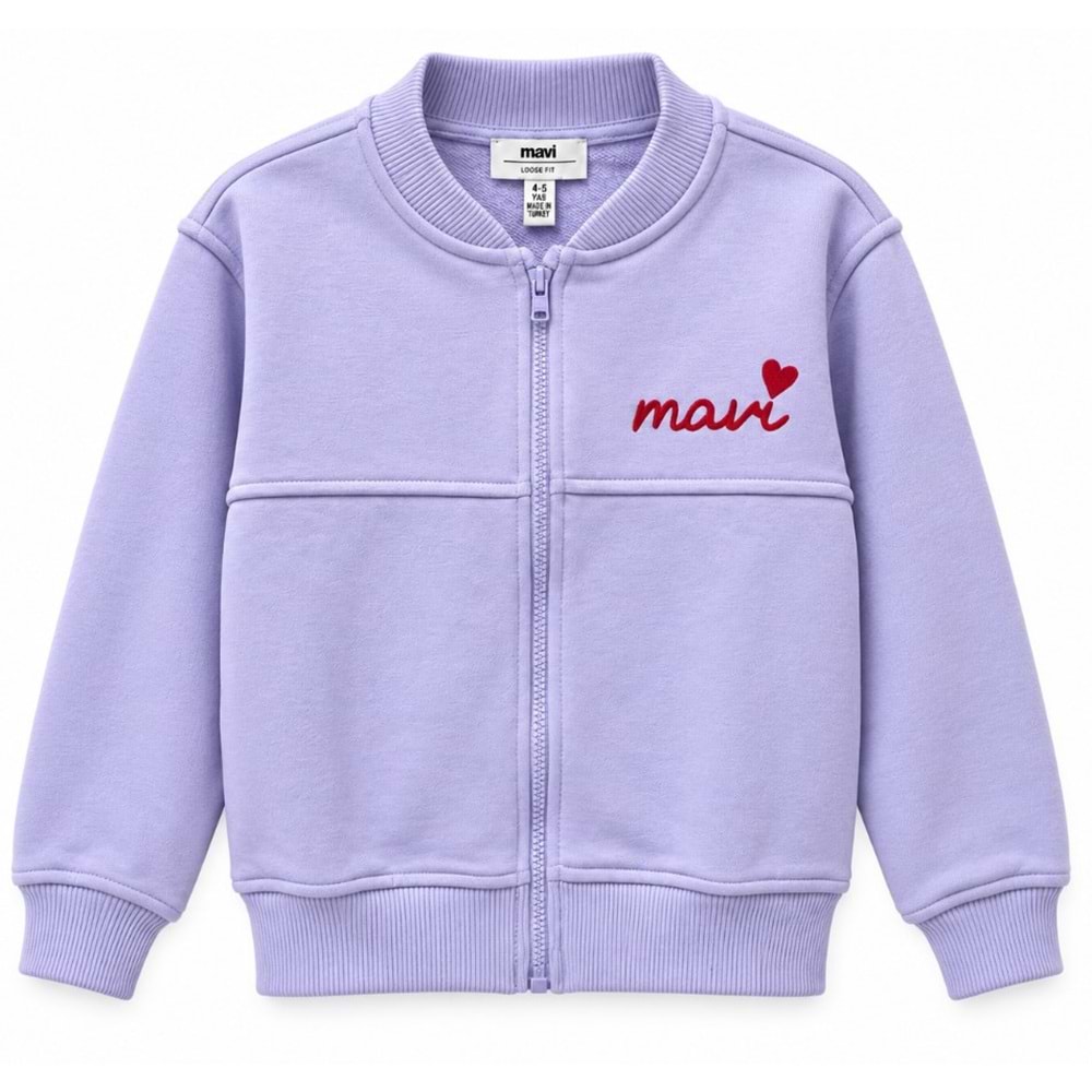 Mavi M7S10197-70523 Mavi Kalp Logo Baskılı Fermuarlı Kız Çocuk Sweatshirt