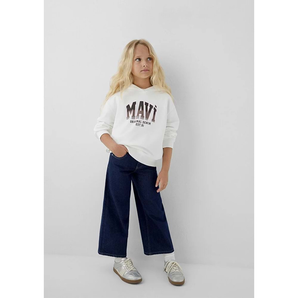 Mavi M7S10179-70057 Mavi Logo Baskılı Kapüşonlu Kız Çocuk Sweatshirt