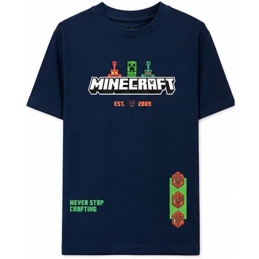 Mavi M6610494-84371 Minecraft Baskılı Erkek Çocuk Tişört