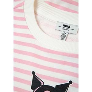 Mavi M7S10201-91630 Mavi Kuromi Baskılı Çizgili Kız Çocuk Sweatshirt