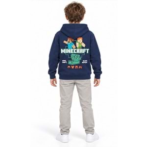 Mavi M6S10187-84371 Minecraft Baskılı Fermuarlı Kapüşonlu Çocuk Sweatshirt