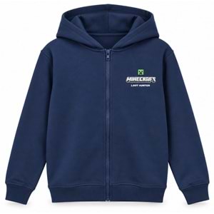 Mavi M6S10187-84371 Minecraft Baskılı Fermuarlı Kapüşonlu Çocuk Sweatshirt