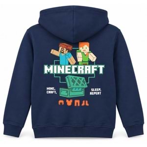 Mavi M6S10187-84371 Minecraft Baskılı Fermuarlı Kapüşonlu Çocuk Sweatshirt