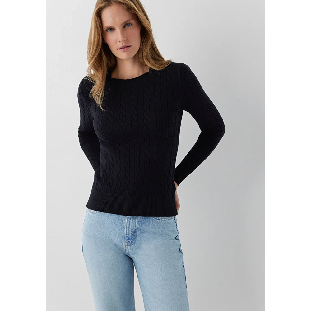 Mavi M1710910-900 Mavi Burgu Desenli Kazak Kadın Sweatshirt