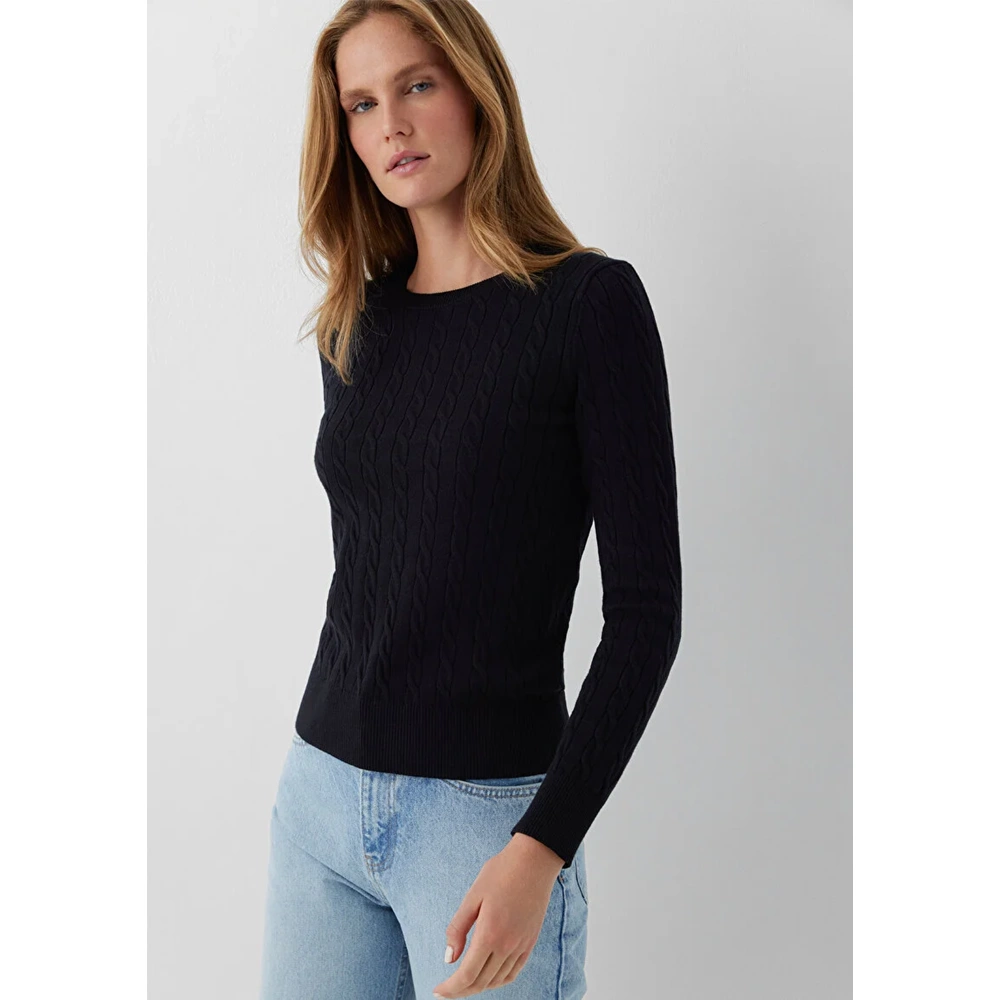 Mavi M1710910-900 Mavi Burgu Desenli Kazak Kadın Sweatshirt