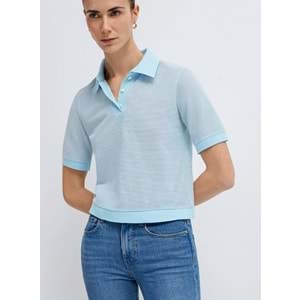 Mavi M1614310-91728 Çizgili Polo Yaka T-Shirt Kadın Tişört