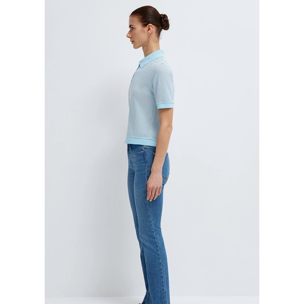 Mavi M1614310-91728 Çizgili Polo Yaka T-Shirt Kadın Tişört
