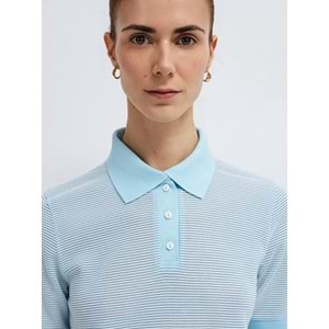 Mavi M1614310-91728 Çizgili Polo Yaka T-Shirt Kadın Tişört