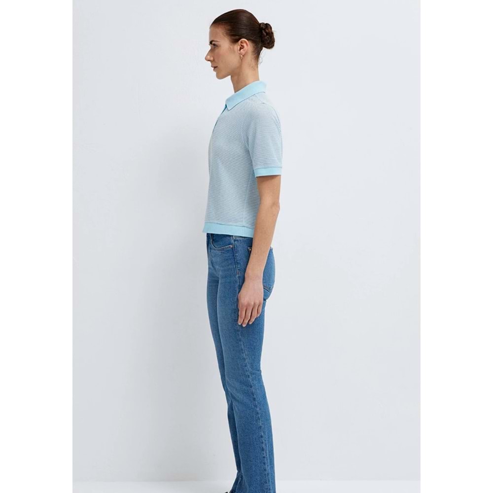Mavi M1614310-91728 Çizgili Polo Yaka T-Shirt Kadın Tişört