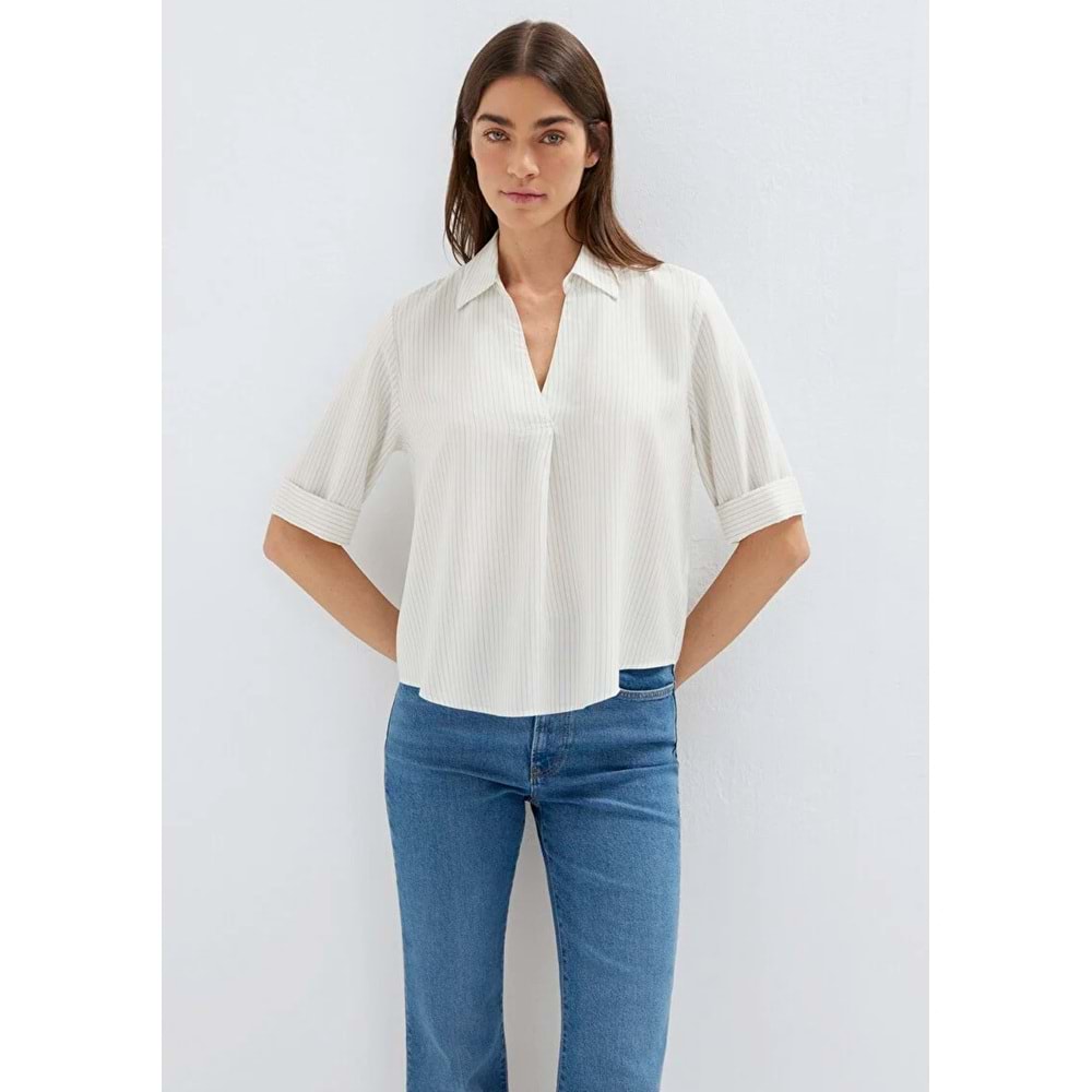 Mavi M1211612-80767 Çizgili T-Shirt Kadın Tişört