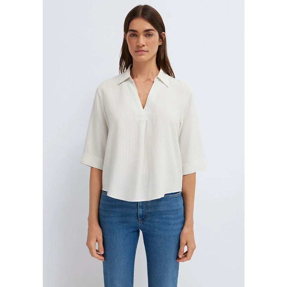 Mavi M1211612-80767 Çizgili T-Shirt Kadın Tişört