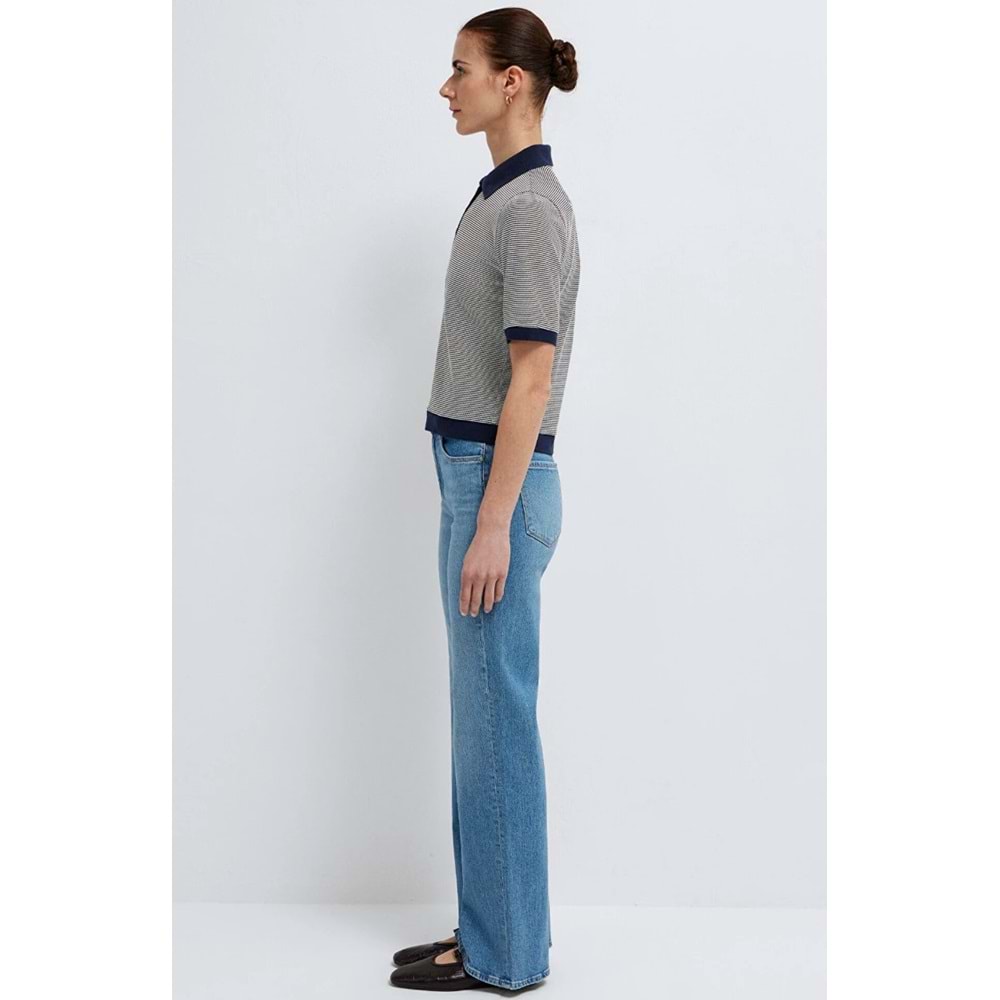 Mavi M1614310-86625 Çizgili Polo Yaka T-Shirt Kadın Tişört