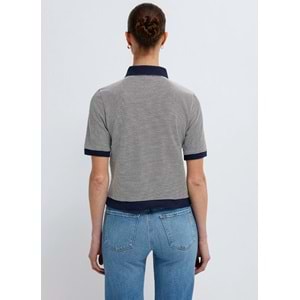 Mavi M1614310-86625 Çizgili Polo Yaka T-Shirt Kadın Tişört