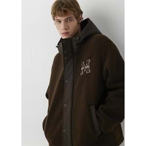 Mavi M0110628-90707 Mavi M Logo Patchli Sherpa Mont Kapüşonlu Erkek Mont