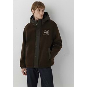 Mavi M0110628-90707 Mavi M Logo Patchli Sherpa Mont Kapüşonlu Erkek Mont