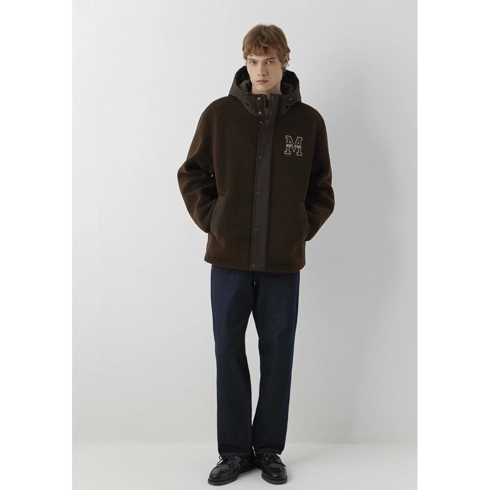 Mavi M0110628-90707 Mavi M Logo Patchli Sherpa Mont Kapüşonlu Erkek Mont