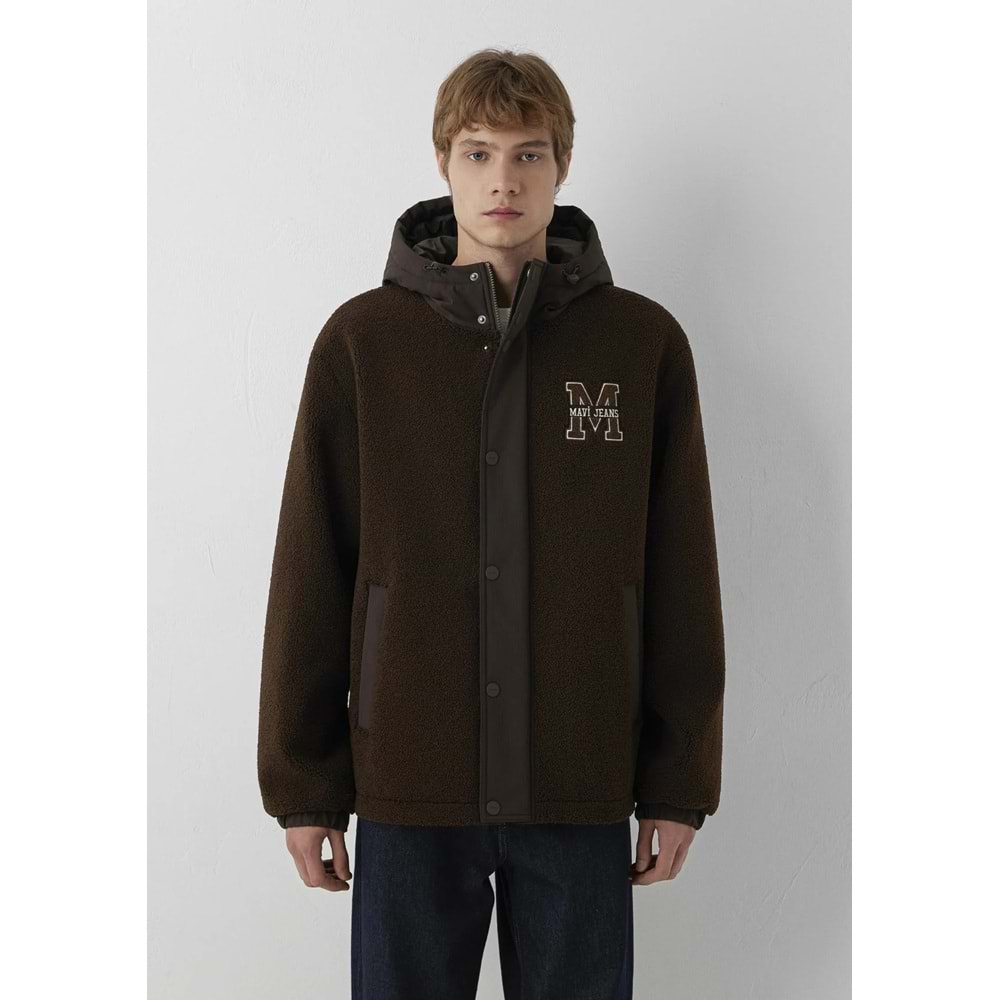 Mavi M0110628-90707 Mavi M Logo Patchli Sherpa Mont Kapüşonlu Erkek Mont