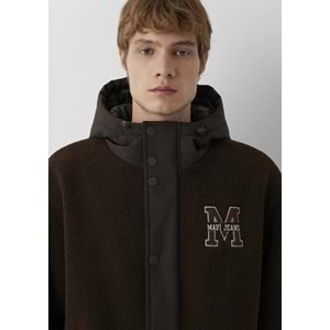 Mavi M0110628-90707 Mavi M Logo Patchli Sherpa Mont Kapüşonlu Erkek Mont