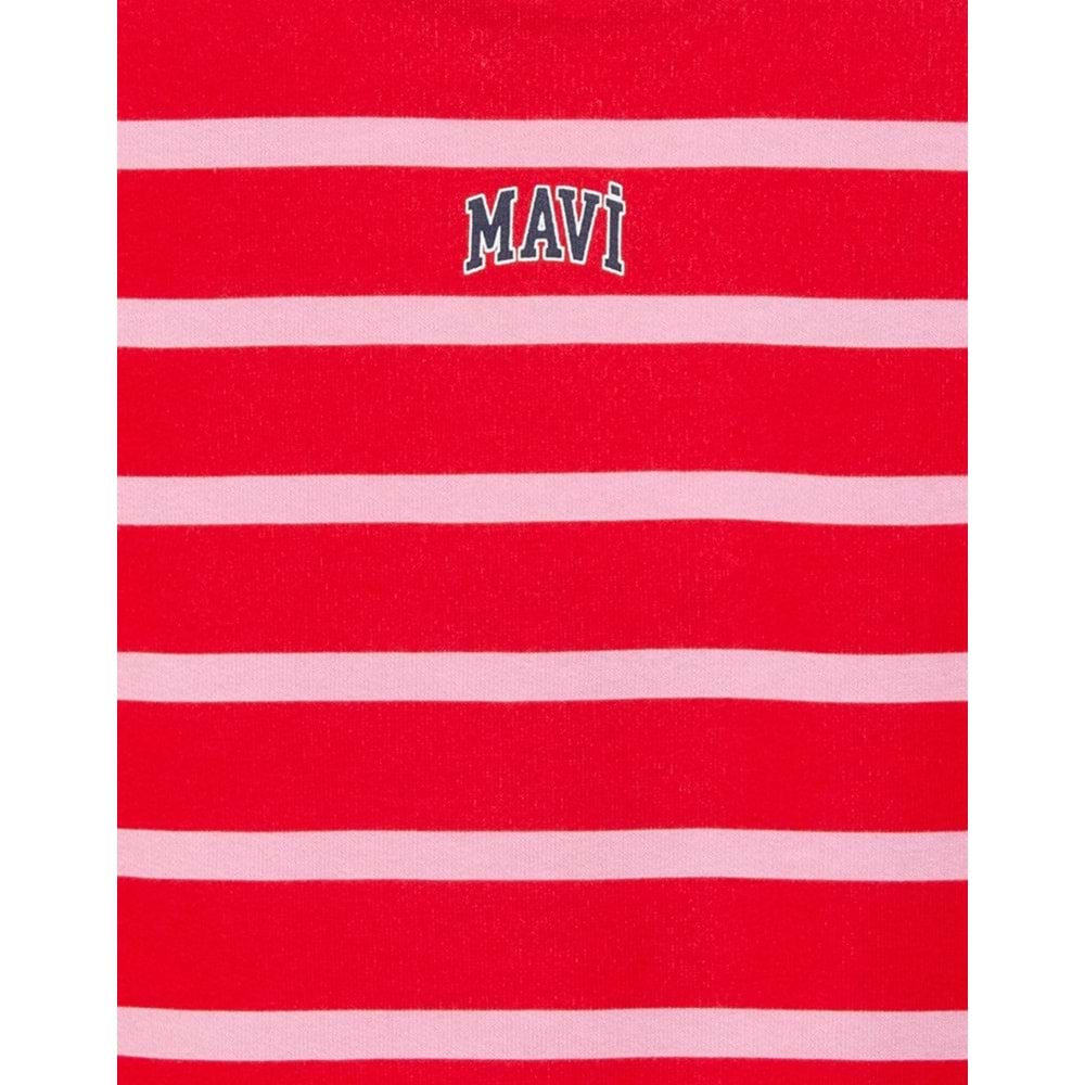 Mavi M7S10038-88044 Logo Baskılı Çizgili Kız Çocuk Sweatshirt