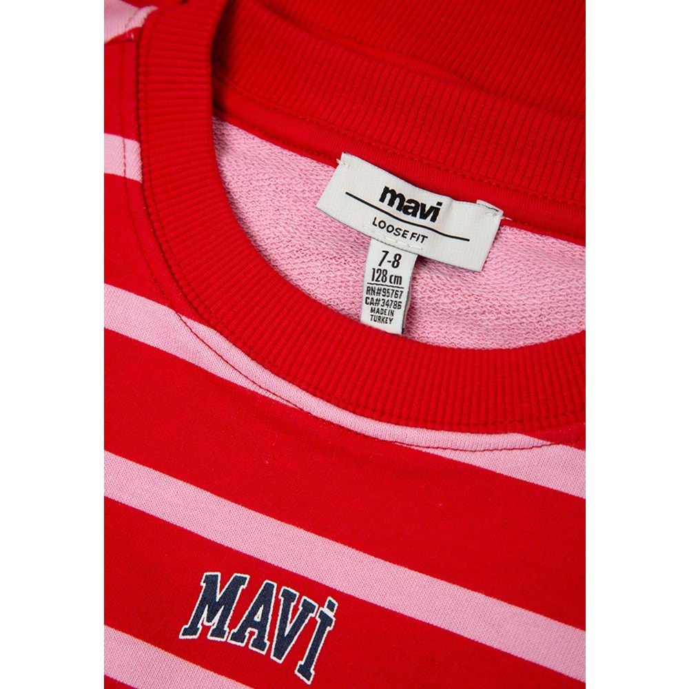 Mavi M7S10038-88044 Logo Baskılı Çizgili Kız Çocuk Sweatshirt