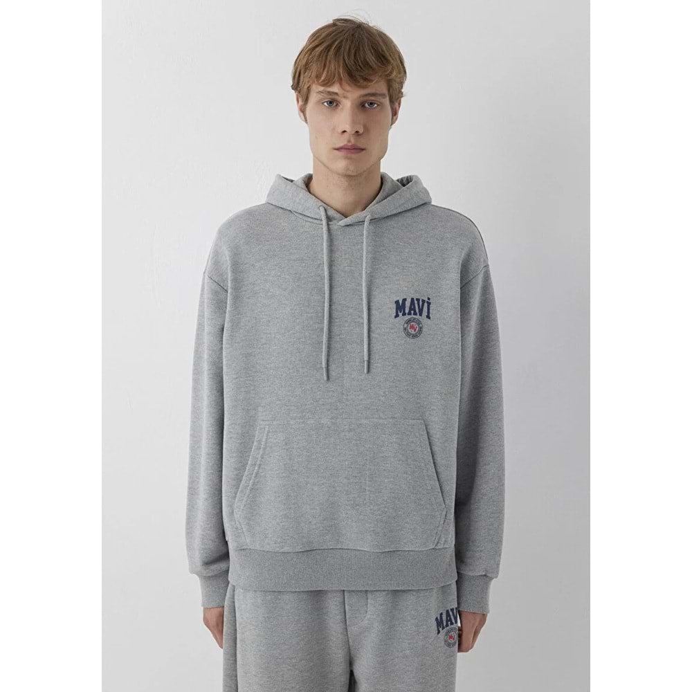 Mavi M0S10656-80018 Mavi Logo Baskılı Kapüşonlu Erkek Sweatshirt