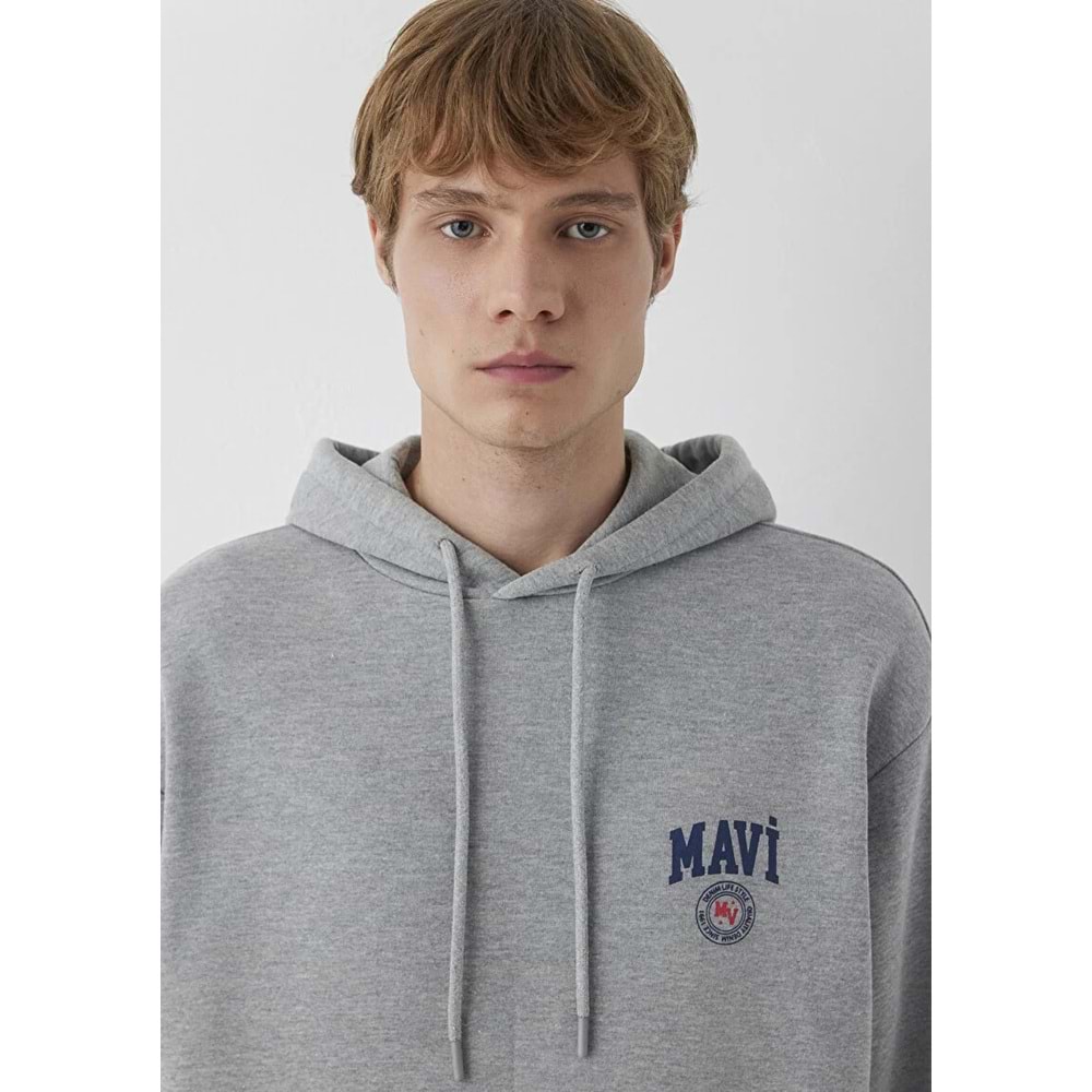Mavi M0S10656-80018 Mavi Logo Baskılı Kapüşonlu Erkek Sweatshirt