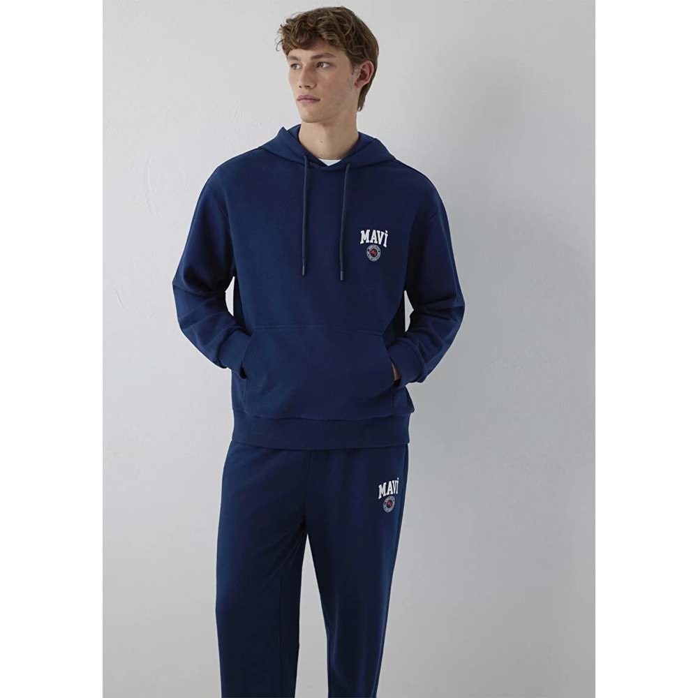Mavi M0S10656-89353 Mavi Logo Baskılı Kapüşonlu Erkek Sweatshirt