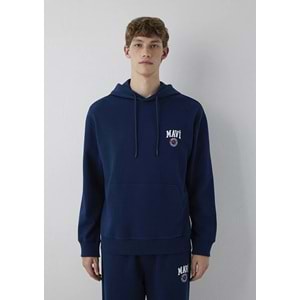 Mavi M0S10656-89353 Mavi Logo Baskılı Kapüşonlu Erkek Sweatshirt