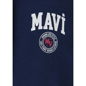 Mavi M0S10656-89353 Mavi Logo Baskılı Kapüşonlu Erkek Sweatshirt