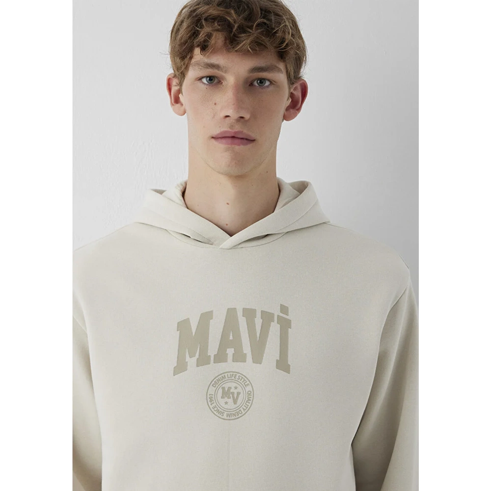 Mavi M0S10646-70144 Mavi Logo Baskılı Kapüşonlu Erkek Sweatshirt