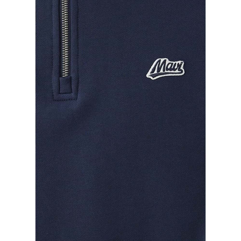 Mavi M0S10613-70490 Mavi Patch Logo Nakışlı Yarı Fermuarlı Erkek Sweatshirt