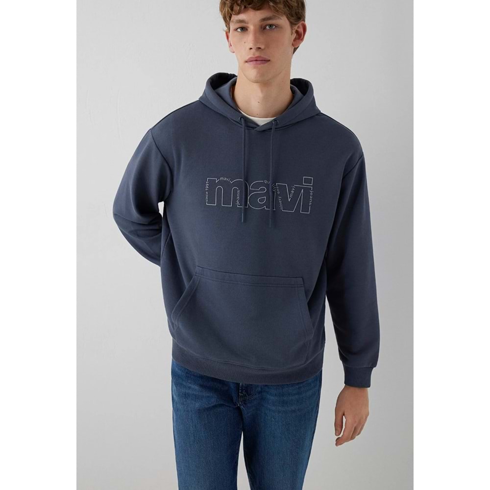 Mavi M0S10196-70759 Mavi Logo Baskılı Kapüşonlu Erkek Sweatshirt