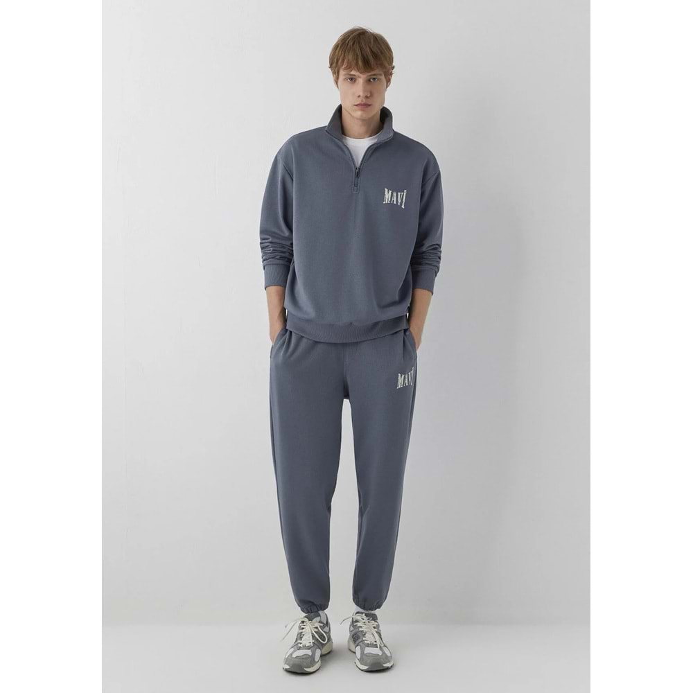 Mavi M0S10672-80776 Mavi Logo Baskılı Yarım Fermuarlı Erkek Sweatshirt