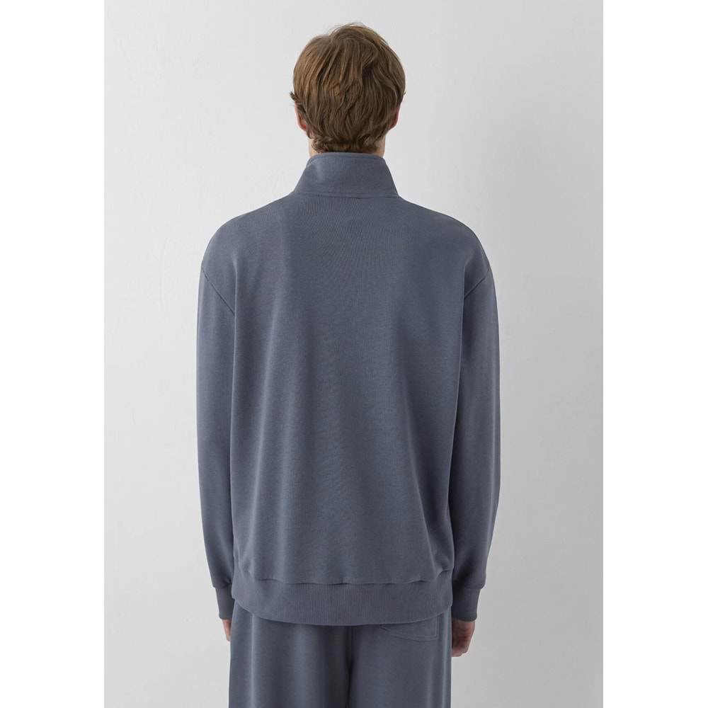 Mavi M0S10672-80776 Mavi Logo Baskılı Yarım Fermuarlı Erkek Sweatshirt