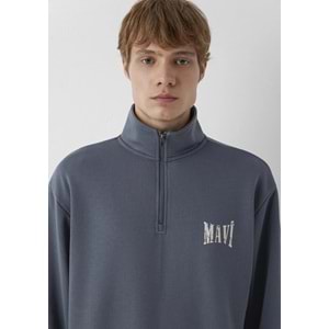 Mavi M0S10672-80776 Mavi Logo Baskılı Yarım Fermuarlı Erkek Sweatshirt