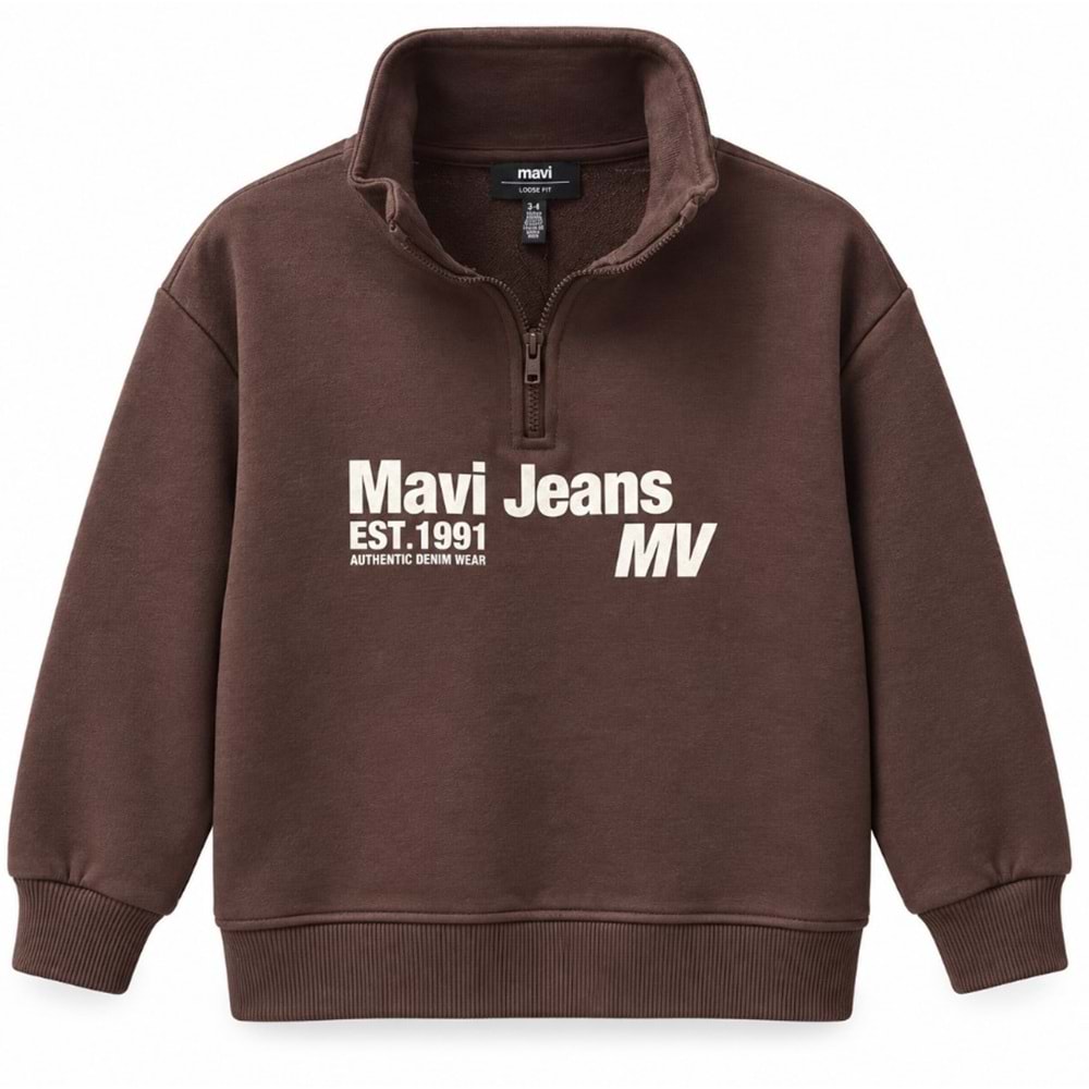 Mavi M6S10142-88067 Mavi Jeans Baskılı Yarı Fermuarlı Çocuk Sweatshirt