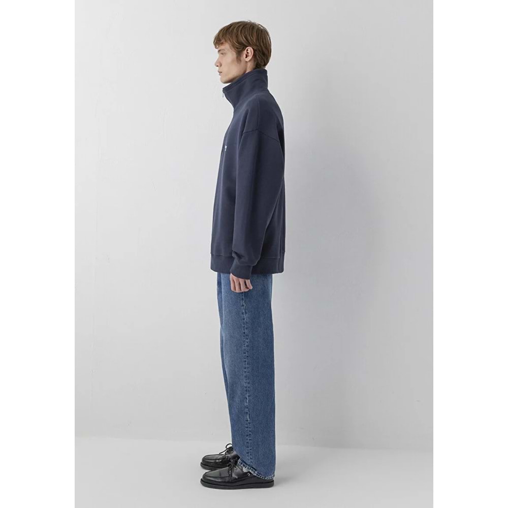 Mavi M0S10678-70490 Mavi Jeans Logo Baskılı Yarı Fermuarlı Erkek Sweatshirt