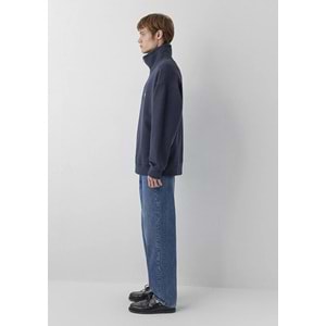 Mavi M0S10678-70490 Mavi Jeans Logo Baskılı Yarı Fermuarlı Erkek Sweatshirt