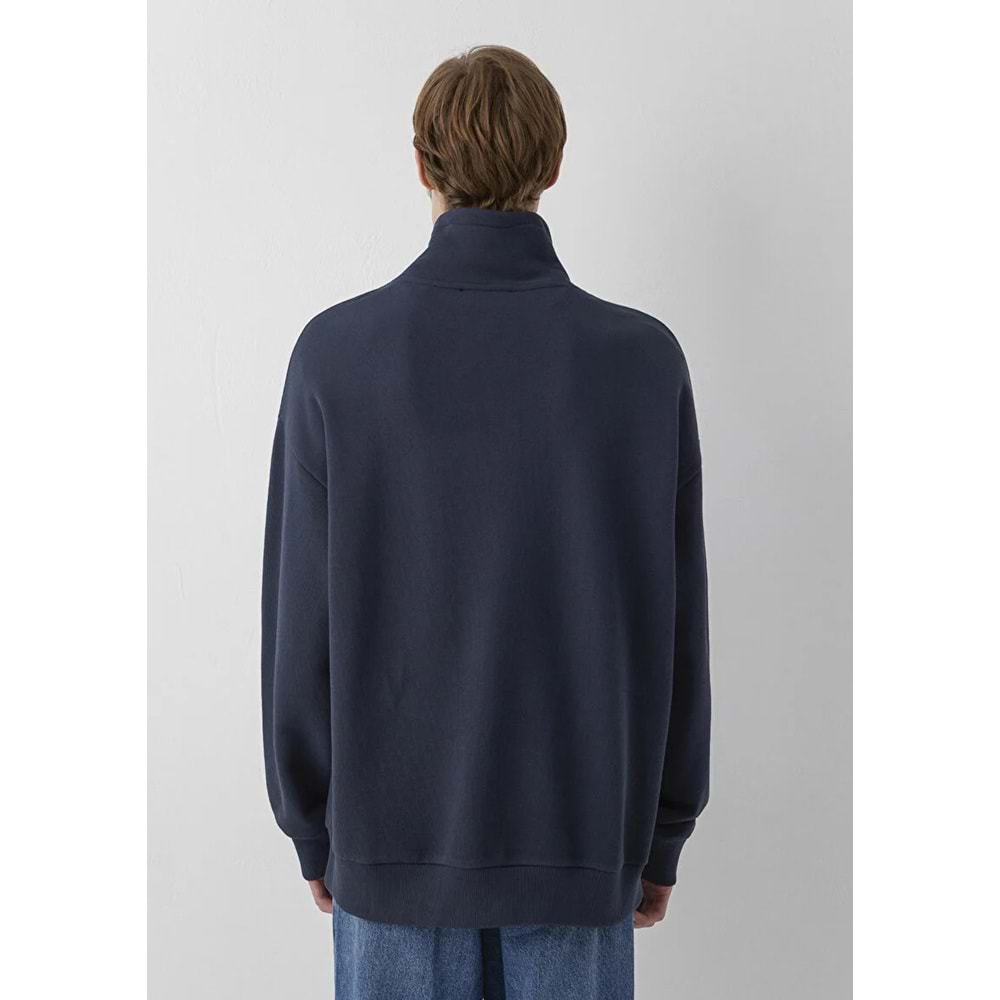 Mavi M0S10678-70490 Mavi Jeans Logo Baskılı Yarı Fermuarlı Erkek Sweatshirt