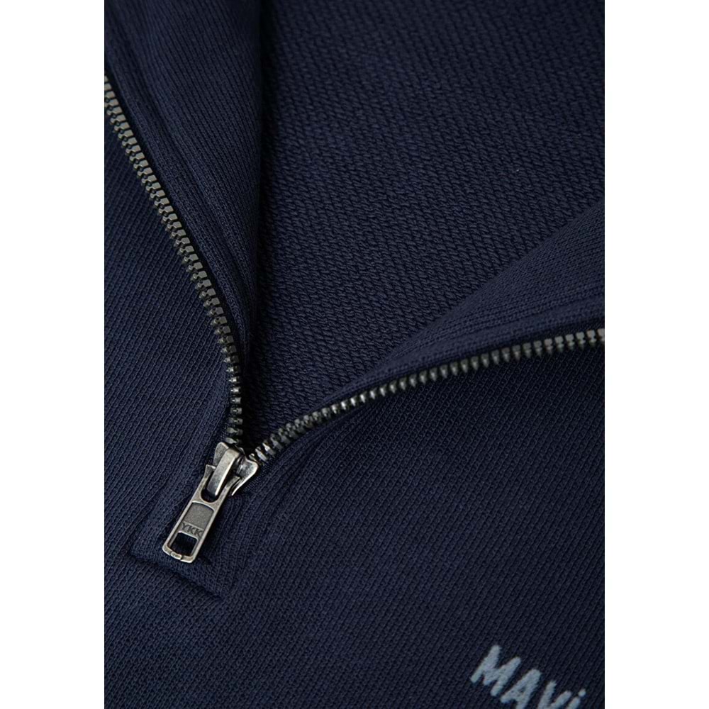 Mavi M0S10678-70490 Mavi Jeans Logo Baskılı Yarı Fermuarlı Erkek Sweatshirt