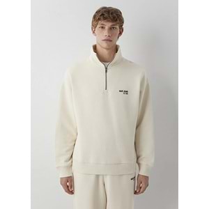 Mavi M0S10678-70072 Mavi Jeans Logo Baskılı Yarı Fermuarlı Erkek Sweatshirt